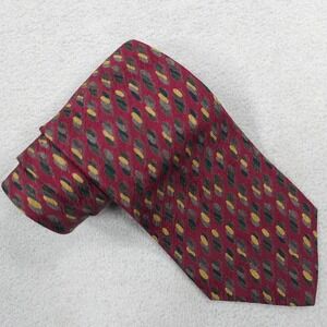 Tiffany Co Necktie Red Green Gold Geometric 100% Silk Designer Tie Italy Luxury